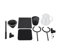 Pour Over Coffee Dripper Stand Premium Double Layer Station with Glass Pot Black Cup Filter Set for Coffee Making