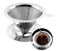Pour Over Coffee Filter - Stainless Steel Reusable Dripper for Manual Production and Preparation - Easy to Clean