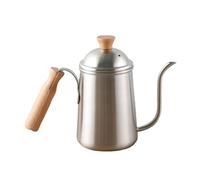 Pour Over Coffee Kettle with Long Spout, Stainless Steel 650ml, Wooden Handle - Precise Pour Control, Durable Construction, Ideal for Camping and Home Brewing