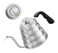 Pour Over Coffee Kettle with Thermometer for Exact Temperature 40 fl oz - Premium Stainless Steel Gooseneck Kettle for Drip Coffee, French Press and Tea - Works on Stove and Any Heat Source