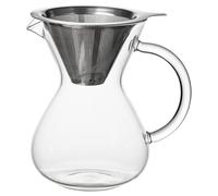 Pour Over Coffee Maker 2 Cup 16oz Borosilicate Glass Carafe with Stainless Steel Reusable Filter, Manual Drip Brewer, Paperless Coffee Pot for Home Kitchen Cafe