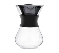 Pour Over Coffee Maker, Manual Drip Coffee Cones with Borosilicate Glass Carafe and Rust Resistant Stainless Steel Paperless Filter