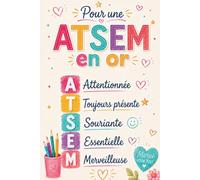 Pour une ATSEM en OR: Carnet ligné à Offrir à une ATSEM en fin d’année scolaire - Cadeau Original pour dire MERCI