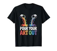 Pour Your Art Out Rainbow Drawing Color Splash T-Shirt