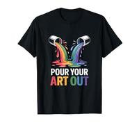 Pour Your Art Out Rainbow Drawing Color Splash T-Shirt