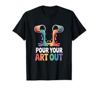 Pour Your Art Out Rainbow Drawing Color Splash T-Shirt