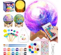 Pourbibi Arts and Crafts for Kids, DIY 3D Space Moon Lamp, Craft Kits for Kids Age 6 7 8 9 10 11 12, DIY Night Light Painting Kit, Birthday Easter Gifts for 10 Year Olds Girls, Art Supplies