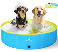 Pourbibi Foldable Dog Pool for Large Dogs Bath Pool,Kids PVC Paddling Pool - 160x30cm Splash Pad with Anti-Slip Base, Thickened Outdoor Water Toy for Pets Children in Garden Beach Backyard XL
