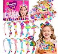 Pourbibi Girls Birthday Presents,Hair Accessories for Girls,Multi Themed-Unicorn,Mermaid,Flower Headband Making Kit for Girl Age 3+,10PCS DIY Craft Kits,Gifts for 3-8 Year Old Girl Halloween Christmas