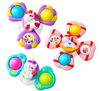 Pourbibi Spinners for Babies - Suction Cup Baby Spinner Toys with Rotating Crystal Bell Unicorn Bath Toys with Silicone Bubbles Baby Travel Toys for Babies High Chair Tray Table Gift for 1+ Years