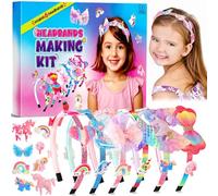 Pourbibi Unicorn Headband Making Kit for Girls Age 3+, Creative Craft Kits for Kids, DIY Hair Accessories & Hairbands - Girls Birthday Presents for Age 3 4 5 6 7 8 Year Old Girls Gifts Toys Set