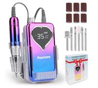 Pourcare Electric Nail Drill 35000 RPM,Professional Electric Nail File Efile Machine Set,Rechargeable Acrylic Nail Tool Manicure Pedicure for Home Salon(Sunset Blue)