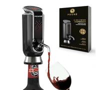 POURÉ 3-in-1 Wine Aerator Dispenser & Vacuum Stopper - Adjustable Pouring, Preserving, Real-Time Temp, Output & Pressure Control - Touch Screen LED Wine Accessories - Fits 18-20mm Bottles - Silver