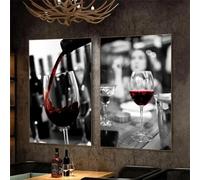 Pouring Red Wine Into The Glass Canvas Poster Whisky Canvas Print Black Red Wall Painting Artwork Picture Bar Decor 60x80cmx2 Frameless