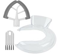 Pouring Shield and Silicone Paddle Mixer Flat Beater Compatible with Kitchen Aid Tilt Head Stand Mixer 4.5& 5QT, Paddle Attachment and Splatter Guard Kit Compatible with Kitchenaid Mixer with Brush