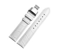 Pouszy 10/12/14/15/16/ 18mm Genuine Leather Strap, Replacement Strap, Suitable for formal/Casual Occasions.,White Steel Folding,20mm
