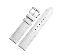 Pouszy 10/12/14/15/16/ 18mm Genuine Leather Strap, Replacement Strap, Suitable for formal/Casual Occasions.,White Steel Pin,15mm