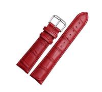 Pouszy 10/12/14/15/16/ 18mm Genuine Leather Strap, Replacement Strap, Suitable for formal/Casual Occasions.,Red Steel Pin,12mm