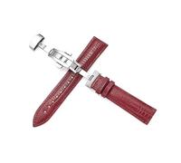 Pouszy 12/14/16/18/20/22mm Genuine Leather Strap, Lizard Pattern, Butterfly Clasp, Suitable for Casual Wear,Purple,22mm