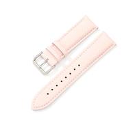 Pouszy 12/14/16/18/20/22mm Genuine Leather Strap, Stainless Steel Buckle, Suitable for Both formal and Casual Occasions,Pink,16mm