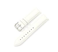 Pouszy 12/14/16/18/20/22mm Genuine Leather Strap, Stainless Steel Buckle, Suitable for Both formal and Casual Occasions,White,18mm