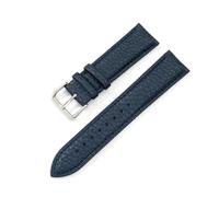 Pouszy 12/14/16/18/20/22mm Genuine Leather Strap, Stainless Steel Buckle, Suitable for Both formal and Casual Occasions,Blue,14mm