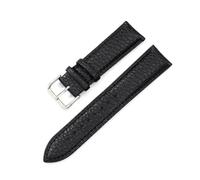 Pouszy 12/14/16/18/20/22mm Genuine Leather Strap, Stainless Steel Buckle, Suitable for Both formal and Casual Occasions,Black,22mm