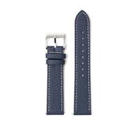 Pouszy 18/20/22mm Genuine Leather Strap, Stainless Steel Quick-Release Buckle, Suitable for Everyday Wear.,Blue White,22mm