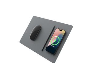 POUT H3 PRO Wireless Charging Mouse Pad - Qi-Enabled Fast Charger with Anti-Slip Base & Smooth Surface for Phones and Earbuds - Sl esk Accessory for Home & Office (Dust Gray)