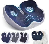 Pouway Coccyx Cushion for Tailbone Pain, Memory Foam Integrated Seat Cushions, Outfany Ergoseat, Hilipert Ergoseat, Ergonomic Seat Cushion, Office Chair Cushion for Long Sitting (Blue)