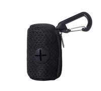 Pouway Dog Poop Bag Holder,Mesh Dog Poo Bag Holder with Carabiner Clip, Portable Dog Waste Bag Holder with Zipper, Durable Poop Bags Holders for Walking Running Hiking (Black)