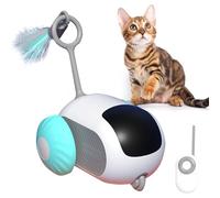 Pouway Electric Car Cat Toy,Smart Crazy Joy Interactive, Rechargeable Automatic Running Car with Intelligent Remote Control Dual Mode, Cat Self Happiness and Boredom Relief Toy (Blue)