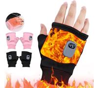 Pouway Electric Heated Gloves - Electric Heated Gloves Rechargeable, 3-Speed Adjustable Heated Riding Gloves, Half-Finger Heated Work Gloves, Fast Heating, Heated Gloves for Women Men (Black)