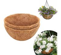 Pouway Hanging Basket Liner - Round Planter Liner for Hanging Basket, Natural Coco Fiber Replacement Liners, for Plant Flower Growth, Flower Pots in the Balcony Garden (2 PACK, 14'')