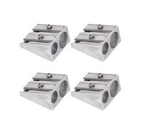 Pouway Magnesium Pencil Sharpener, Metal Hand Held Pencil Sharpener, Double Holes Pencil Sharpener Magnesium Alloy Wedge Profile Pencil Sharpener for Colored Graphite Pencils Crayons (4PCS)