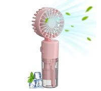 Pouway Portable Hand Fan with Mist Spray, Handheld Misting Fan, with Transparent Tank Water Replenisher, Mini Foldable Fan Portable Hand Standing Up - Ultra Quiet Lightweight for Travel