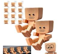 Pouway Shaking Santa Claus Figurine, 3.2inch Little Wooden Figure That Sways, Santa Design Wooden Feet Shaking Man, Car Dashboard Accessories, for Friends Familys (2PACK)