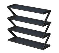 Pouway Shoe Rack for Closet, 4-Tier Narrow Shoe Shelf, 8-12 Pairs Space Saving Shoe and Boot Organiser, Small Corner Display Rack, Multipurpose Shelving for Entryway Door Garage Bedroom (Black)