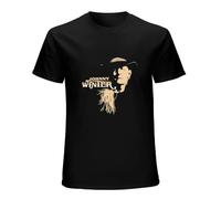 Pouy Vintage 80S Johnny Winter Western Tconcert Men T-Shirt Graphic Unisex Tee Shirt Black M