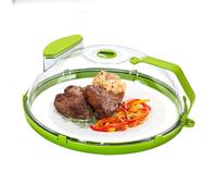 POUYRBA Microwave Cover for Food, 12 Inch Plastic Microwave Splatter Cover with Handle Water Storage Box and Adjustable Steam Vents Holes Microwave Plate Covers for Plates Bowls and Cups