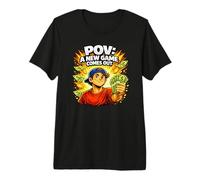 POV A New Video Game Comes Out Gamer Gaming Board Games Premium T-Shirt