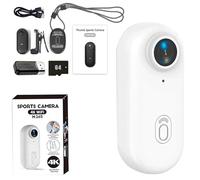 Pov Camera 4k, Body Action Camera, Mini Wearable Adventure Action POV Helmet Cam, HD 4k Handsfree Bodycam for Cycling Travel Photography (White 1080p)