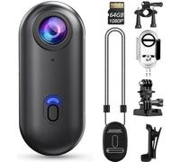Pov Camera, i3 4K Thumb Action Camera, Tiny Size, Mount Anywhere, Small Body Camera with Spring Clip, Portable Vlogging, Hands-Free POV Recording, Helmet Cam for Cycling, Motorcycle(Black,1080P)