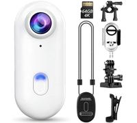 Pov Camera, i3 4K Thumb Action Camera, Tiny Size, Mount Anywhere, Small Body Camera with Spring Clip, Portable Vlogging, Hands-Free POV Recording, Helmet Cam for Cycling, Motorcycle(White,4K)