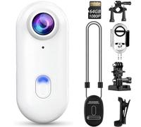 Pov Camera, i3 4K Thumb Action Camera, Tiny Size, Mount Anywhere, Small Body Camera with Spring Clip, Portable Vlogging, Hands-Free POV Recording, Helmet Cam for Cycling, Motorcycle(White,1080P)