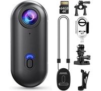 Pov Camera, i3 4K Thumb Action Camera, Tiny Size, Mount Anywhere, Small Body Camera with Spring Clip, Portable Vlogging, Hands-Free POV Recording, Helmet Cam for Cycling, Motorcycle(Black,4K)