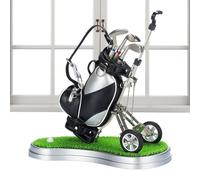 Povanjer Golf Pen Holder, Golf Bag Pen Holder, Miniature Golf Bag with Cart, 3 Golf Club Pens | Christmas Gifts, Golf Club Pen Set, Golf Souvenirs