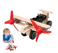 Povanjer Plane Toy for Boys, Airplane Toy for Boys - Scientific Toys Plane Toys, Wooden Plane Model Educational Toys with Two Engines, Airplane Assembly Kit Toy for Boys