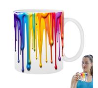 Povanjer Splash Ink Coffee Mugs | Visual Rainbow Ceramic Milk Cup | Decorative Household Mug with Handle, Creative Coffee Cups for Tea, Coffee, Hot Chocolate
