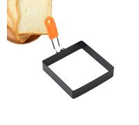 Povanjer Square Egg Mold - Stainless Steel Fried Egg Ring, Griddle Pancake Shapers with Silicone Handle for Breakfast Omelette Sandwich